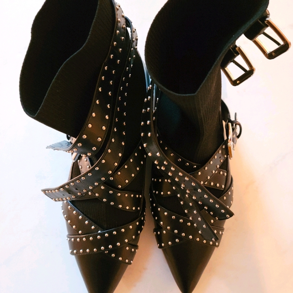 Zara Basic Buckled Flat Sock Ankle Boots